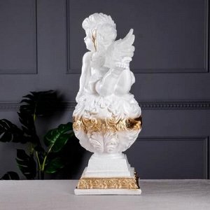 Статуэтка "Ангел Веня", на шаре, цвет белый, золотистый декор, 51 см