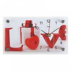Часы настольные, серия: Интерьер, &quot;Love, подарок&quot;, 13х23 см, микс