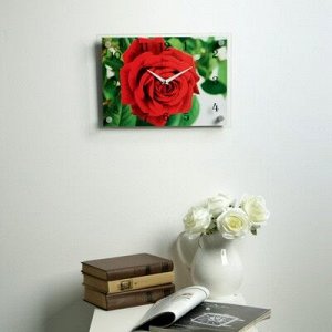 Часы настенные, серия: Цветы, "Красная роза", 25х35 см, микс