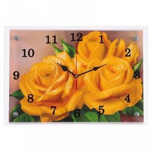 Часы настенные, серия: Цветы, "Розы", 25х35 см, микс