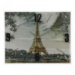 Часы настенные, серия: Город, "Эйфелева башня, Париж", 40х50 см, микс