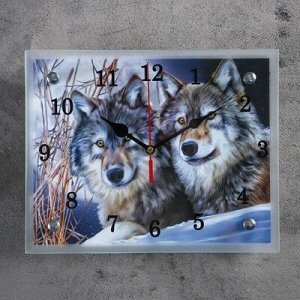Часы настенные, серия: Животный мир, "Два волка", 20х25 см, микс