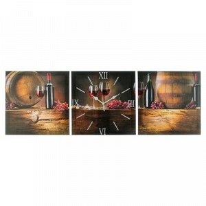 Часы настенные, серия: Интерьер, модульные "Вино", 35х110 см, микс