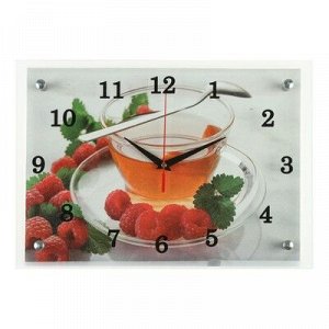 Часы настенные, серия: Кухня, "Чай с малиной", 25х35 см, микс
