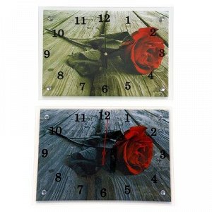 Часы настенные прямоугольные "Красная роза", 25х35 см