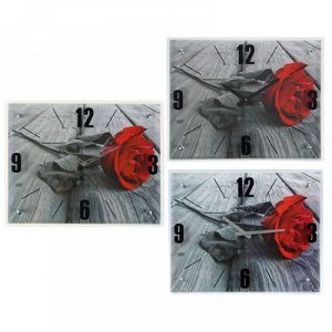 Часы настенные, серия: Цветы, "Красная роза", 40х50 см, микс