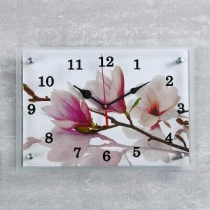 Часы настенные, серия: Цветы, "Бело-сиреневые цветы", 25х35 см, микс