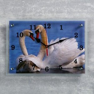 Часы настенные, серия: Животный мир, "Лебеди", 25х35 см, микс