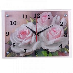 Часы настенные, серия: Цветы, "Розы", 25х35 см микс