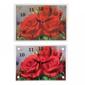 Часы настенные, серия: Цветы, "Красные розы"25х35 см, микс