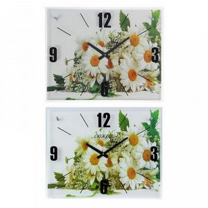 Часы настенные, серия: Цветы, "Ромашки", 40х50 см, микс