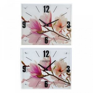 Часы настенные, серия: Цветы, "Бело-сиреневые цветы", 40х50 см, микс