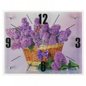 Часы настенные, серия: Цветы, "Корзина сирени", 40х50 см, микс