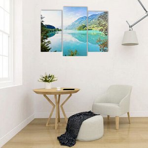 Картина модульная на подрамнике "Горное озеро" (2-25х50, 30х60см) 80х60 см