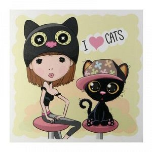 Картина "Я люблю кошек" 35х35 см