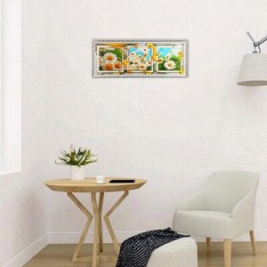 Картина "Образы ромашек" 42х107 см рамка микс