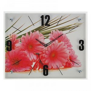 Часы настенные, серия: Цветы, "Герберы", 40х50 см, микс