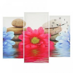 Часы настенные, серия: Цветы, модульные "Цветы и камни", 60х80 см, микс