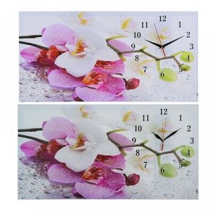 Часы настенные, серия: Цветы, на холсте "Орхидеи", 40х76 см, микс