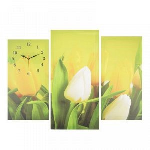 Часы настенные модульные «Жёлтые тюльпаны», 60 ? 80 см