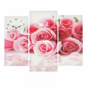 Часы настенные модульные «Розовые розы», 60 ? 80 см