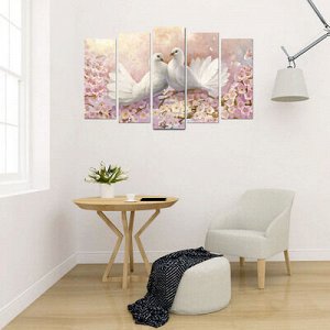 Модульная картина на подрамнике "Красота птиц" 2-25х64, 2-25х71,1-25х80 125*80 см