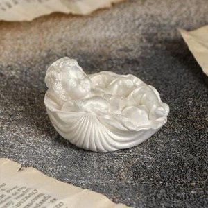 Статуэтка "Ангел в ракушке", белый, 3,5 см