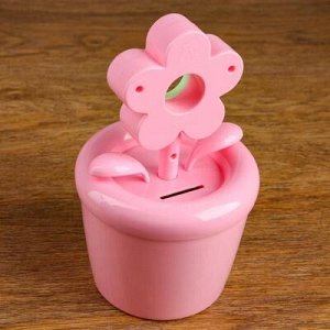 Будильник-копилка детский "Цветок" 11х20 см, дискретный ход, розовая
