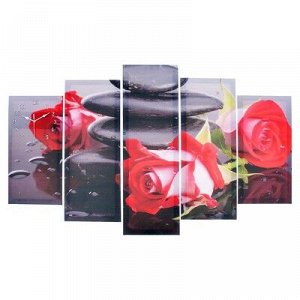 Часы настенные модульные «Красные розы на камнях», 80 ? 140 см