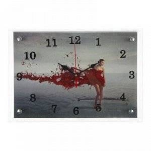 Часы настенные, серия: Люди, "Девушка в красном" 25х35 см, микс