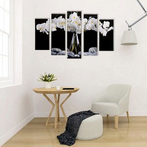 Модульная картина "Белые орхидеи" (2-23х52; 2-24х70; 1-24х80) 120х80см