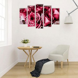Модульная картина "Букет из роз" (2-23х52; 2-24х70; 1-24х80) 120х80см