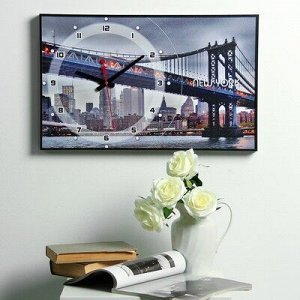Часы настенные, серия: Город "Бруклинский Мост", 37х60 см, микс