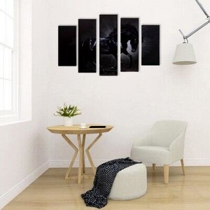 Модульная картина "Чёрный конь" (2-23х52; 2-24х70; 1-24х80) 120х80см