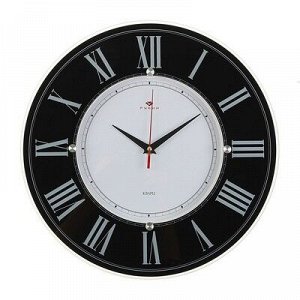 Часы настенные, серия: Классика, "Классика", 34 см стекло, черные Рубин