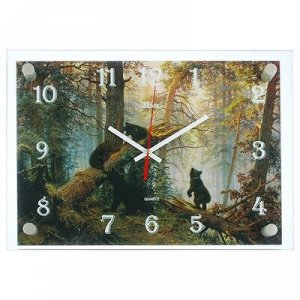 Часы настенные, серия: Животный мир, "Утро в сосновом бору", 25х35 см, микс