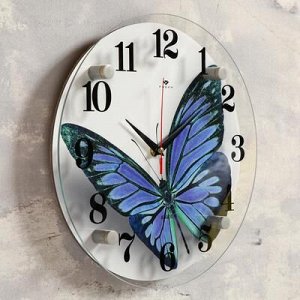 Часы настенные, серия: Животный мир, "Бабочка", 30х30 см микс