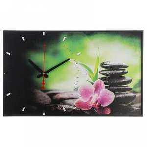 Часы настенные, серия: Цветы "Розовый цветок на камнях", микс 37х60 см