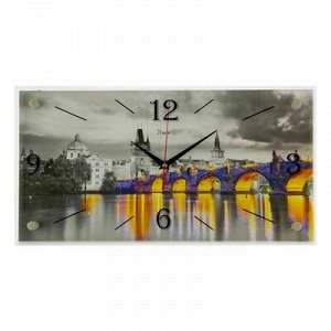 Часы-картина настенные, серия: Город, "Мост", 52х26 см, микс