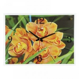 Часы настенные, серия: Цветы, "Оранжевые цветы", 40х56 см, микс
