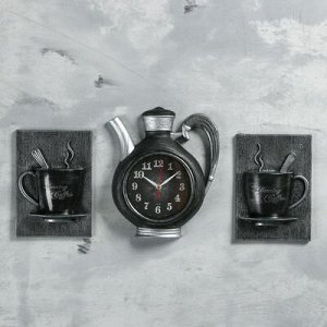 Часы настенные, серия: Кухня, "Сангино", черные/серебро, 26.5х24 см, микс