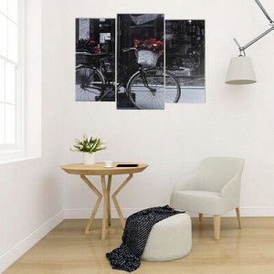 Модульная картина "Чёрно-белый велосипед" (2-25х52; 1-30х60) 60х80 см