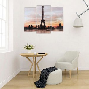Модульная картина "Эйфелева башня" (2-25х52; 1-30х60) 60х80 см