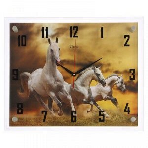 Часы настенные, серия: Животный мир, "Кони", 35х45 см, микс