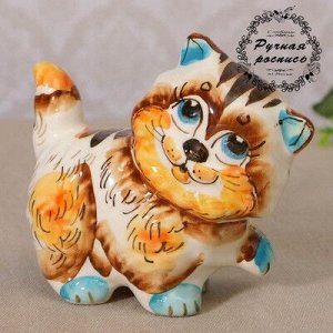 Сувенир керамика "Кот "Пушистик" цветной 9,5х11 см