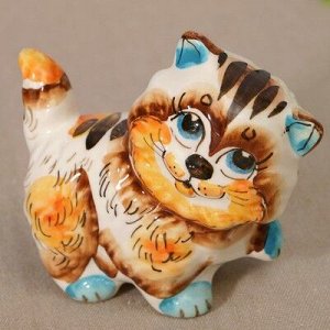 Сувенир керамика "Кот "Пушистик" цветной 9,5х11 см