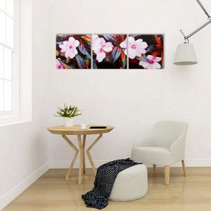Модульная картина "Розовый цвет" (3-35х35) 35х105 см