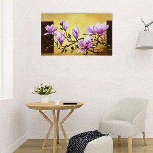 Картина-холст на подрамнике "Ветка с розовыми цветами" 60х100 см