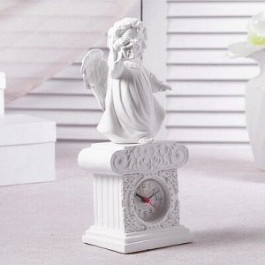Часы настольные "Ангел с фонариком", цвет белый, h=25 см