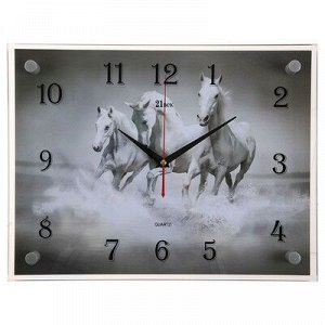 Часы настенные, серия: Животный мир, "Кони", 30х40 см, микс